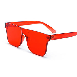 New Square One Piece Lens Sunglasses Women Transparent